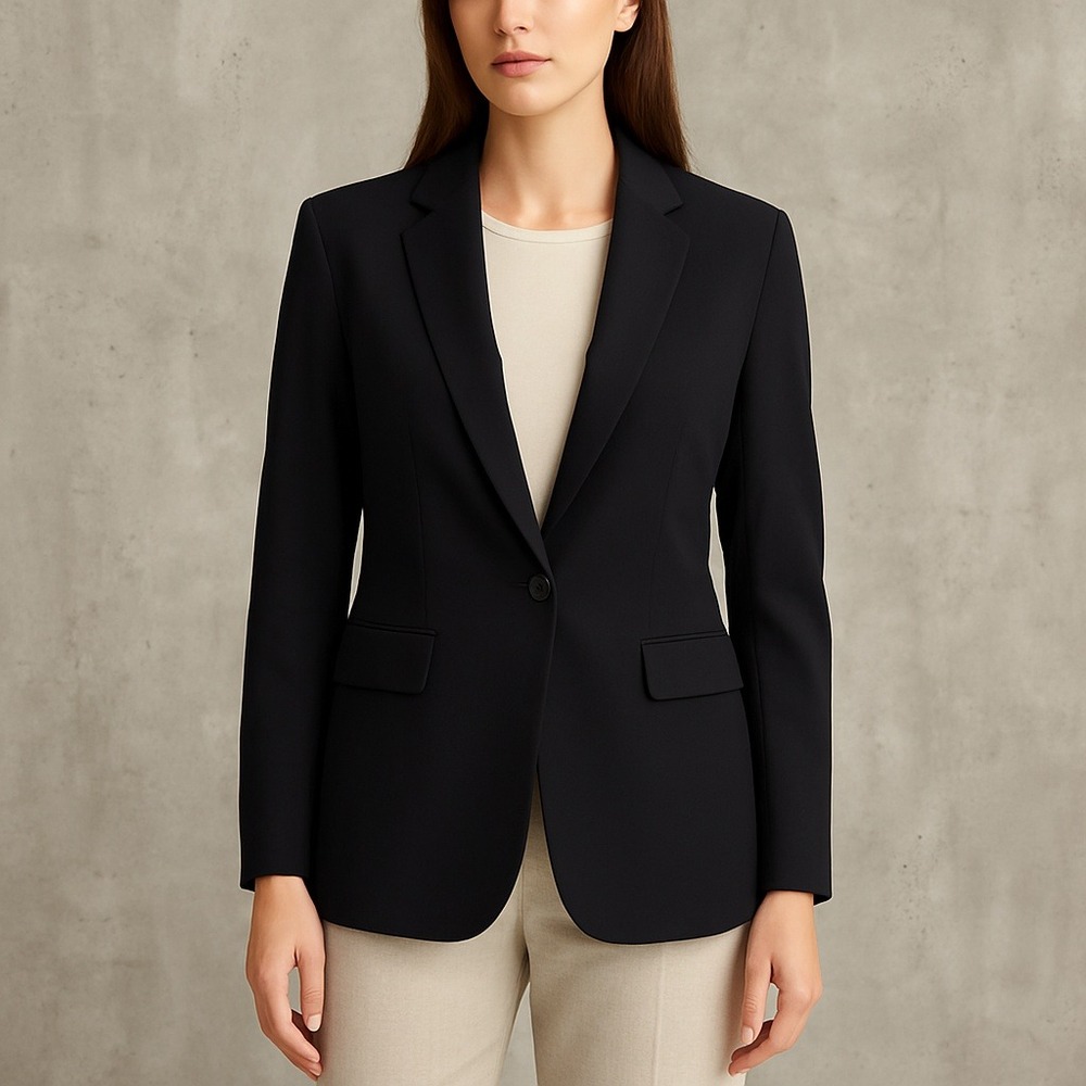 Lafayette 148 New York Black Wool Stretch Blazer Jacket Womens 4 Tailored Career